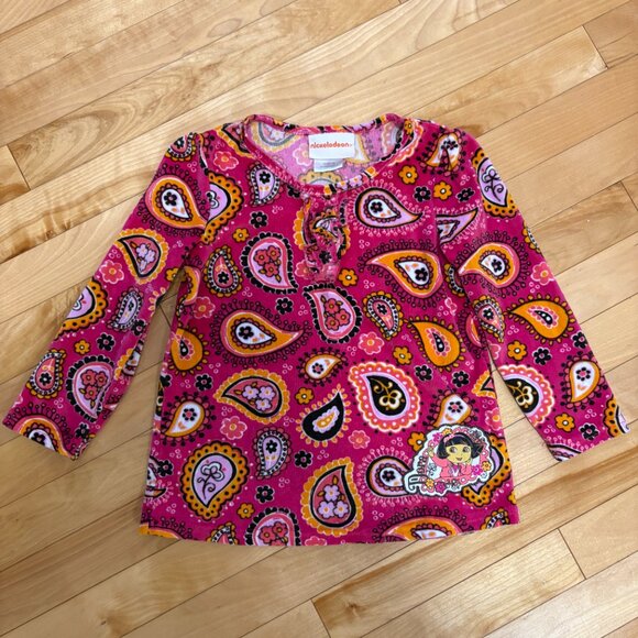 Dora the Explorer Y2K 2000s Long Sleeved Nickelodeon Size 5 Girls Pink Paisley - Picture 2 of 9